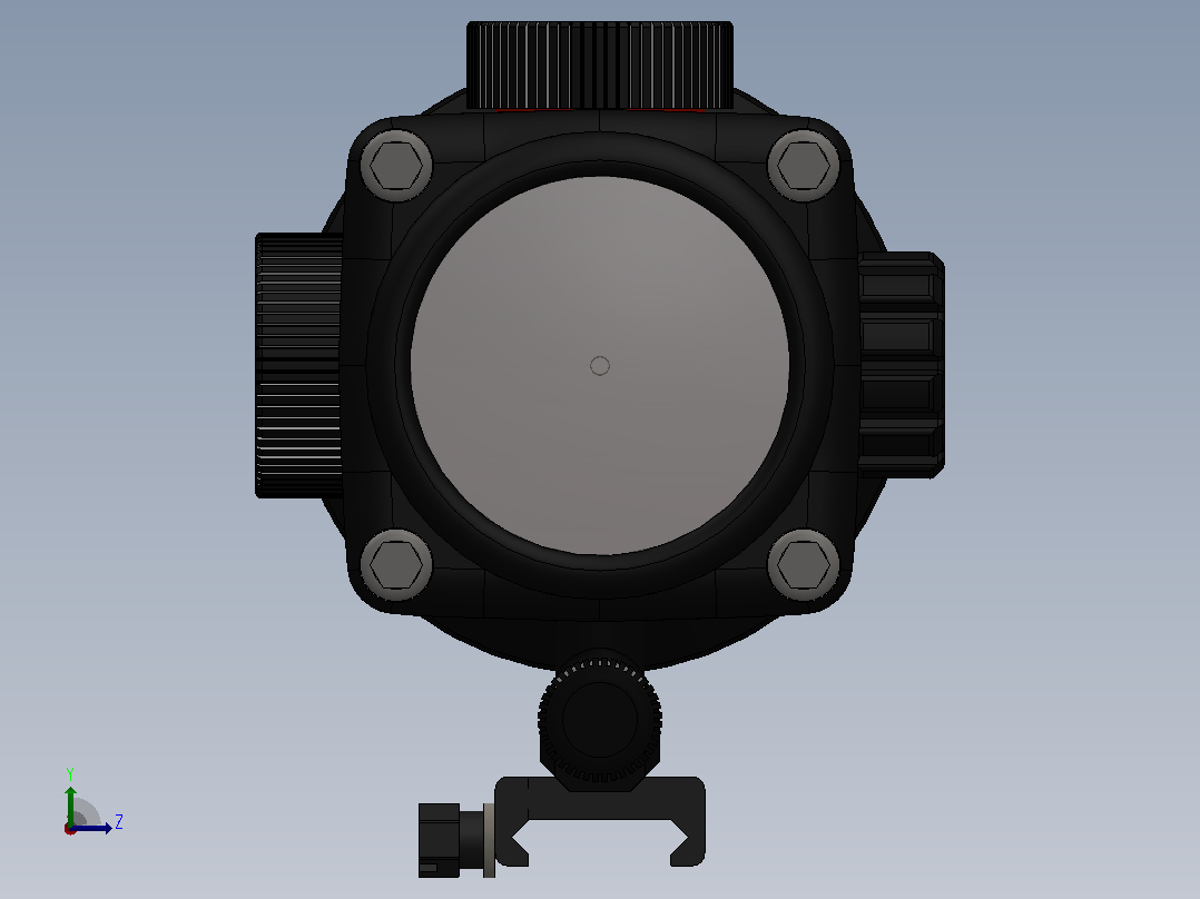 solidworks长筒型单筒望远镜设计左视图
