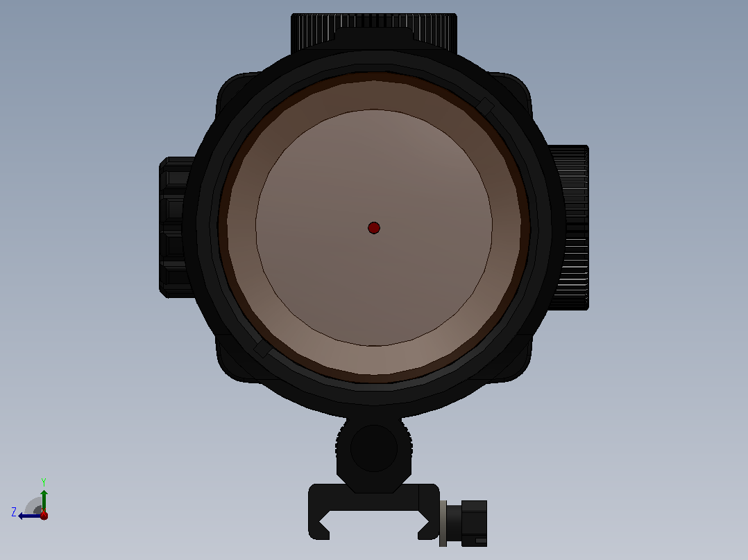 solidworks长筒型单筒望远镜设计右视图