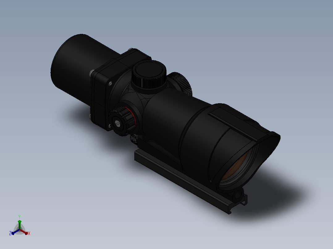 solidworks长筒型单筒望远镜设计正等轴测图