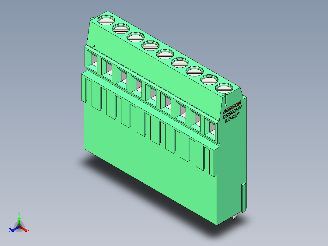 DEGSON DG500 系列 5.05.087.62mm 接线端子-DG500HH-5.0-09P-14-00AH主视图