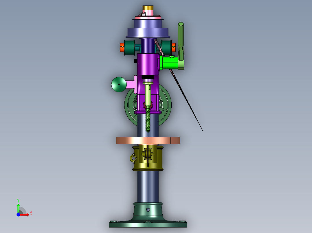 固定铸铁台式打孔台钻前视图