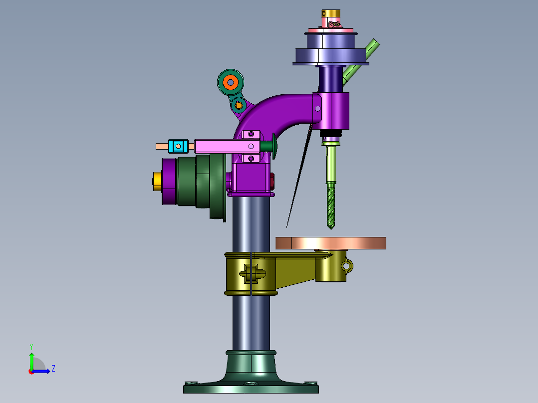 固定铸铁台式打孔台钻左视图