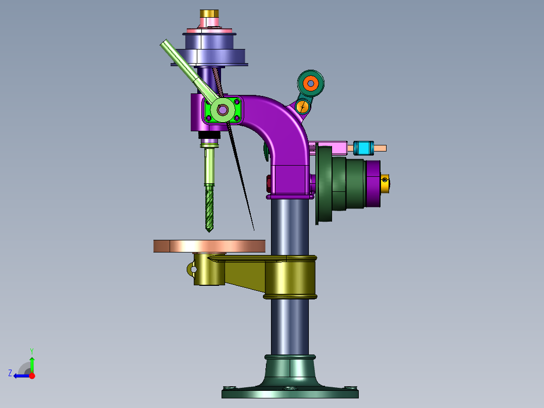 固定铸铁台式打孔台钻右视图