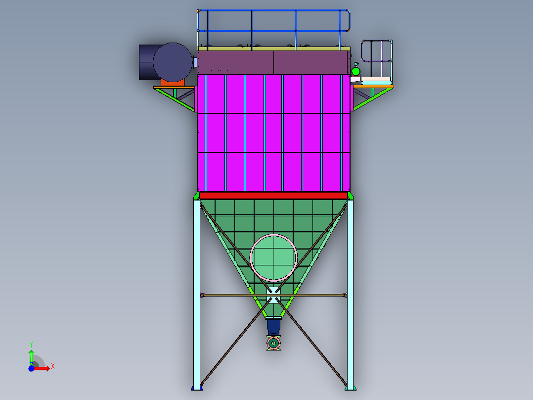 反吹袋式大型集尘式除尘器前视图