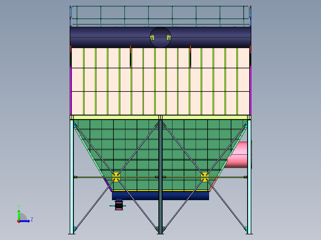 反吹袋式大型集尘式除尘器左视图