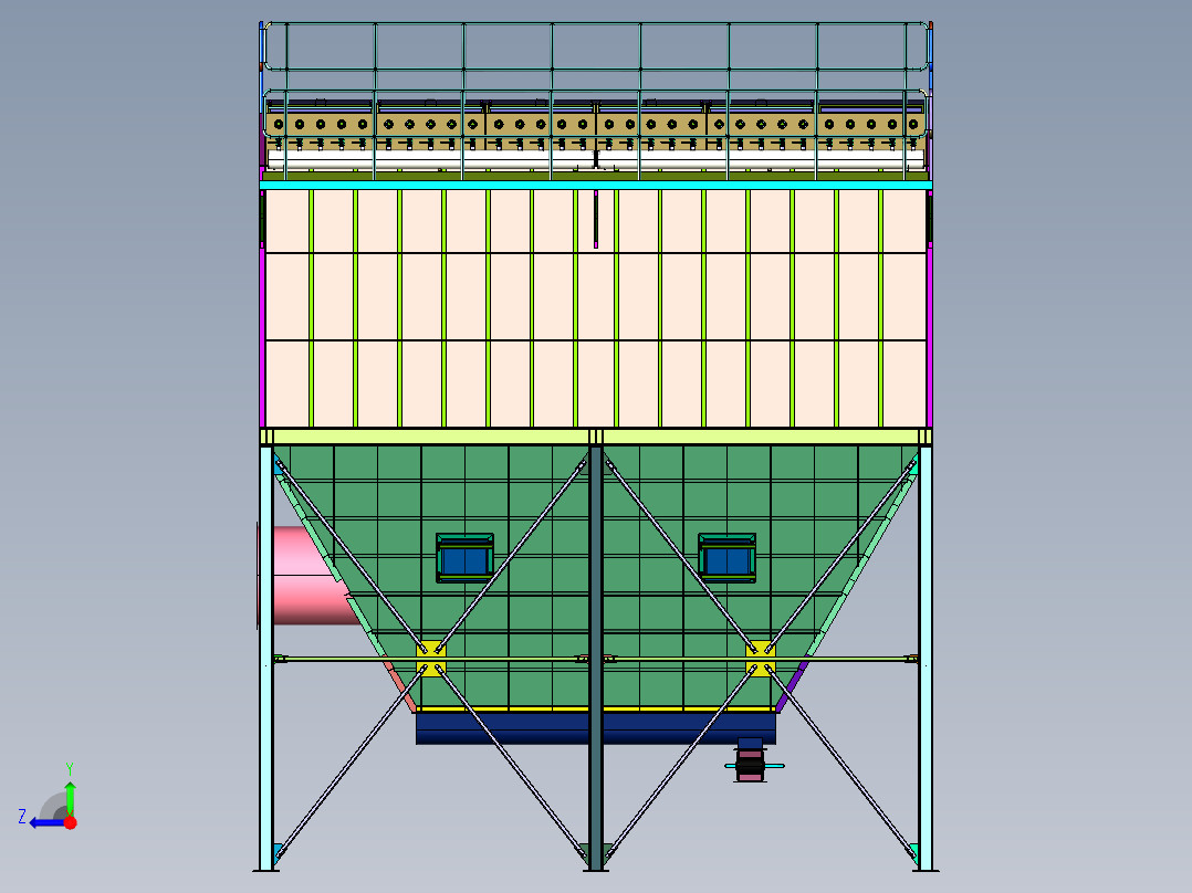 反吹袋式大型集尘式除尘器右视图