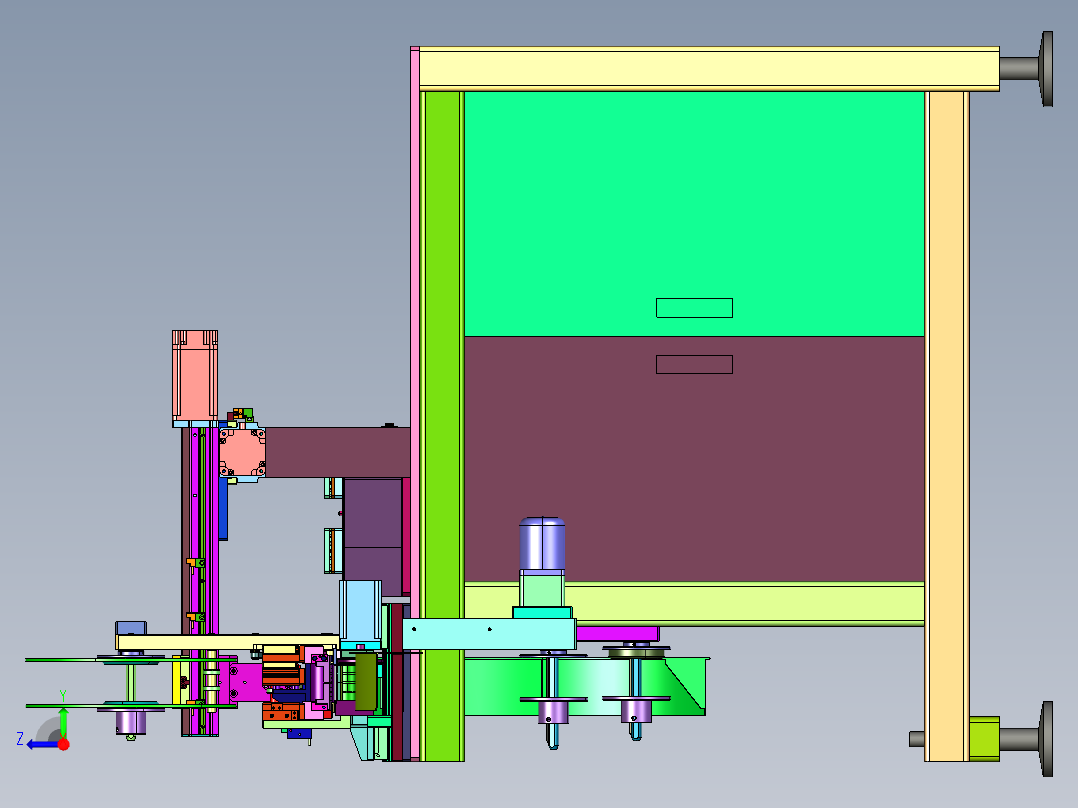 电子元件载带封装上料摆盘设备右视图