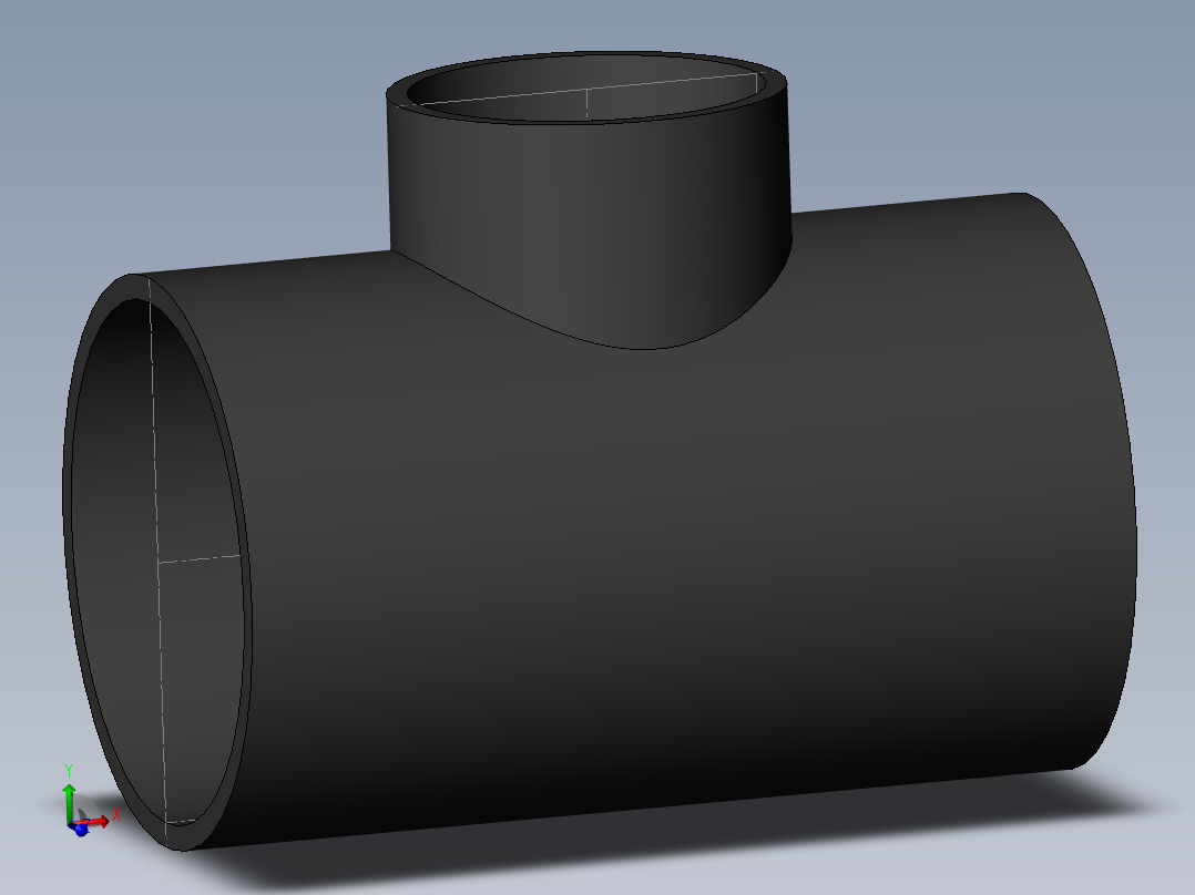 PVC管件-4x6x6_R-Tee主视图