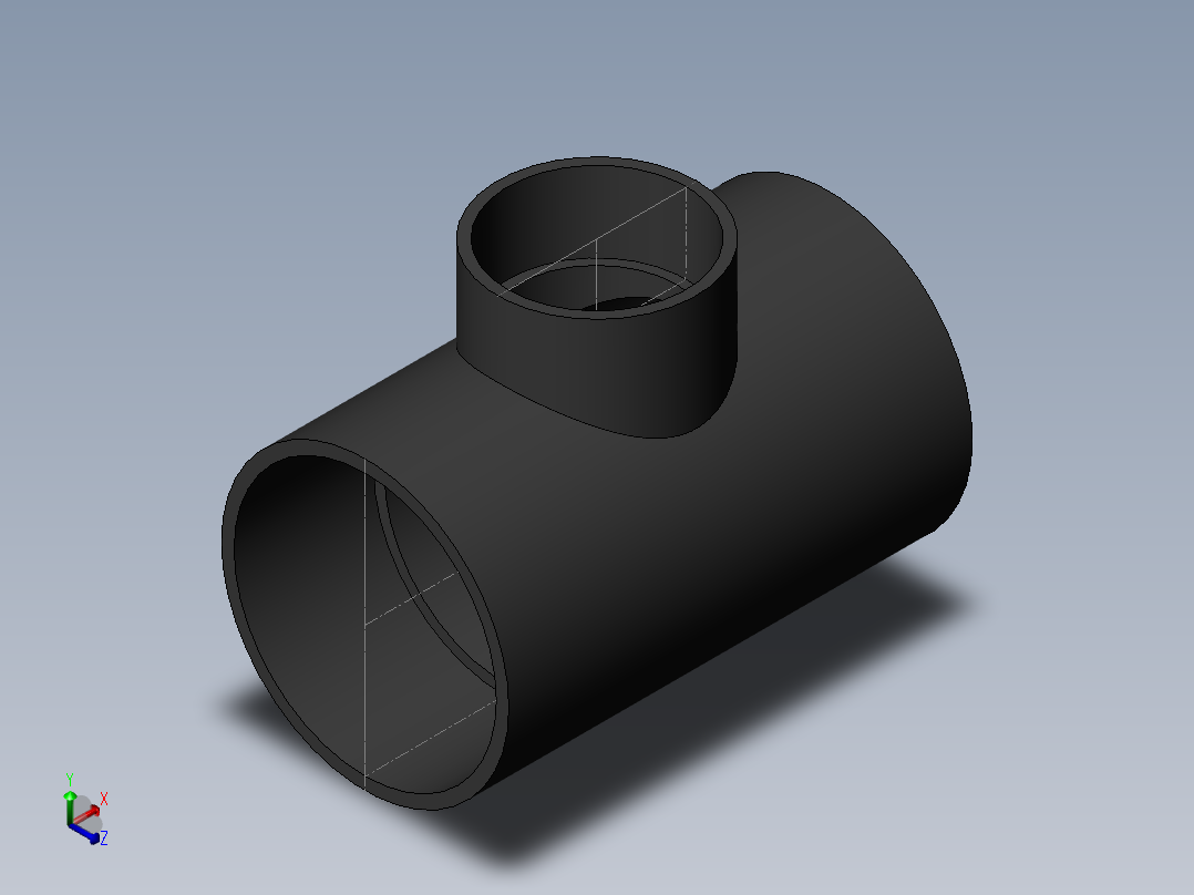 PVC管件-4x6x6_R-Tee正等轴测图