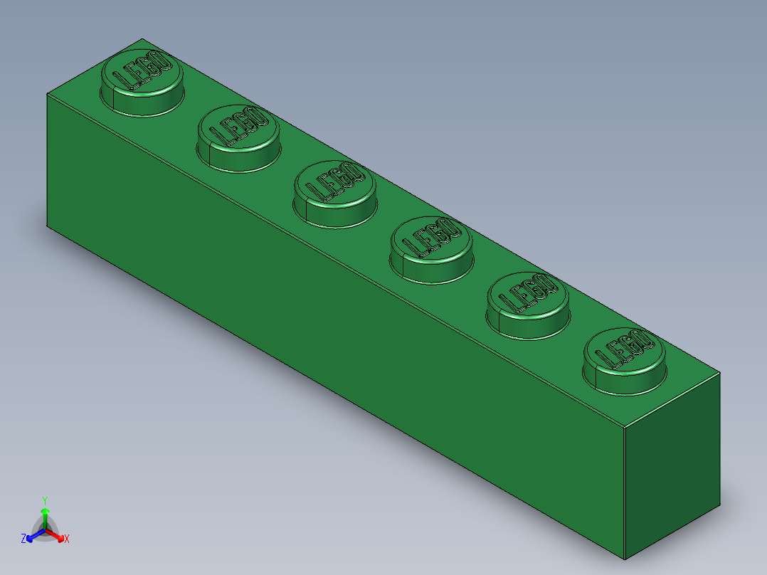 乐高套装 4421基本积木-4111844 - 3009 Dark Green Brick 1 x 6.STEP正等轴测图