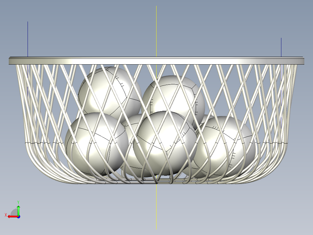 钢丝桌篮后视图