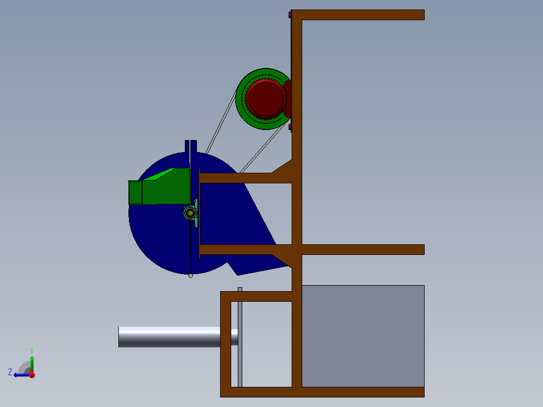 杂草粉碎压实一体机设计右视图