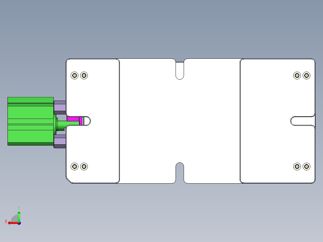 窄长条铝板飞面CNC工装治具模型后视图
