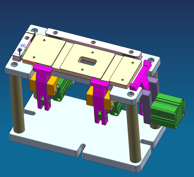 窄长条铝板飞面CNC工装治具模型
