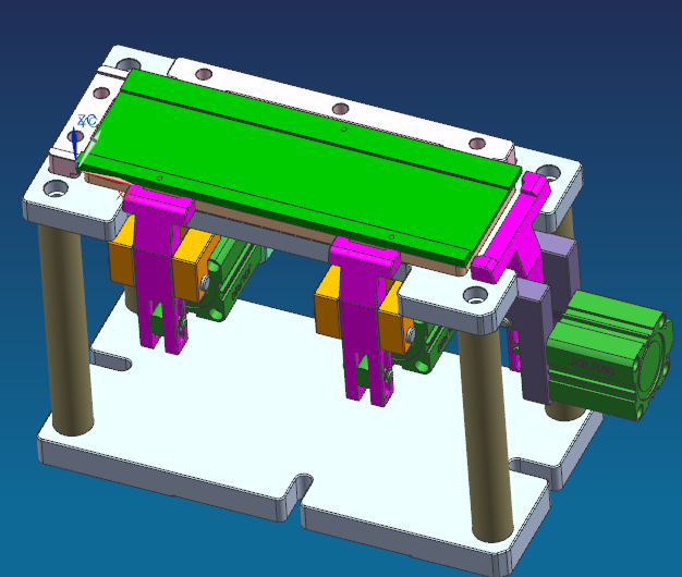 窄长条铝板飞面CNC工装治具模型