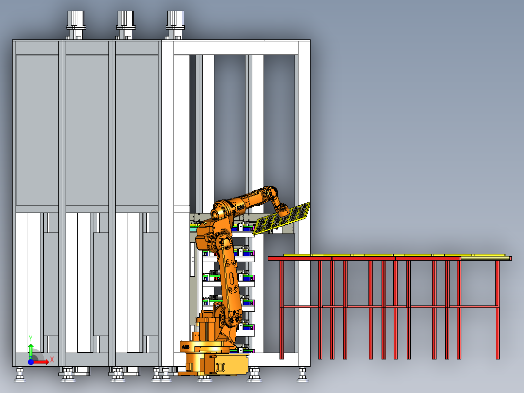 物料存放生产线前视图