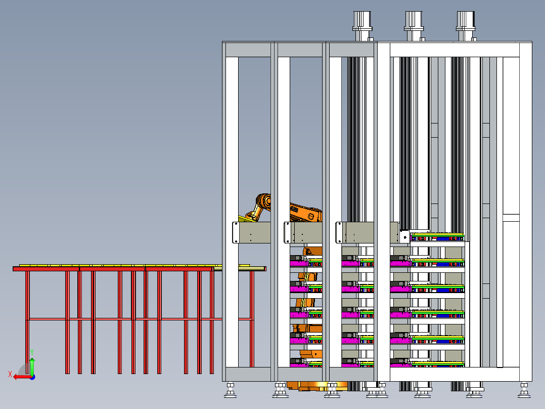物料存放生产线后视图