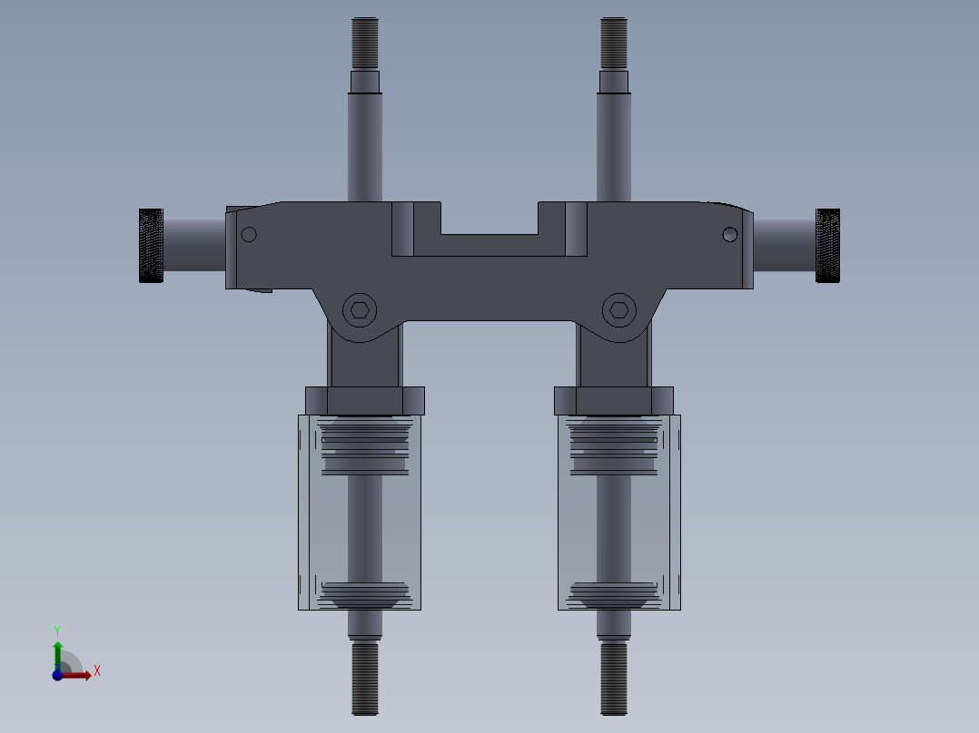 专用气动缸（带机械机构组合的双缸）40x16x50 mm前视图