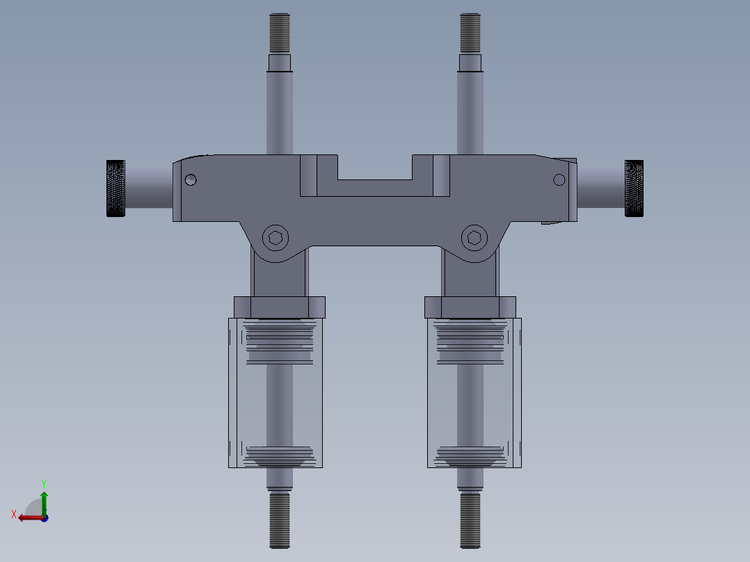 专用气动缸（带机械机构组合的双缸）40x16x50 mm后视图
