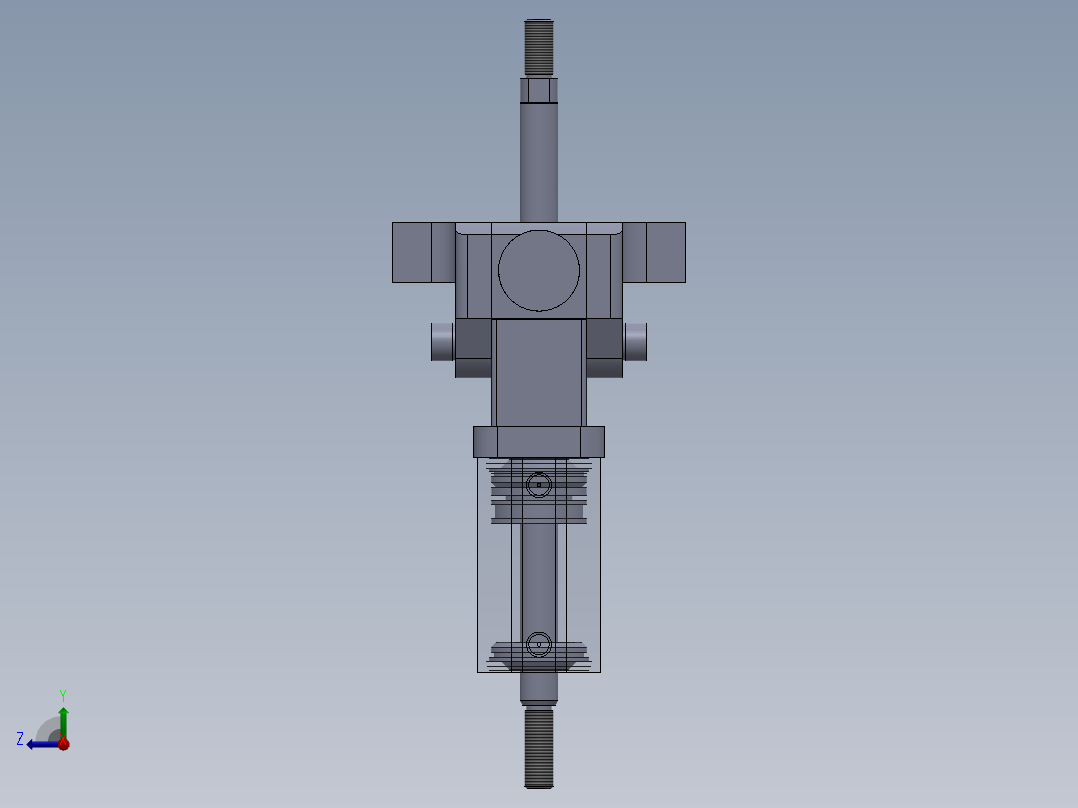 专用气动缸（带机械机构组合的双缸）40x16x50 mm右视图