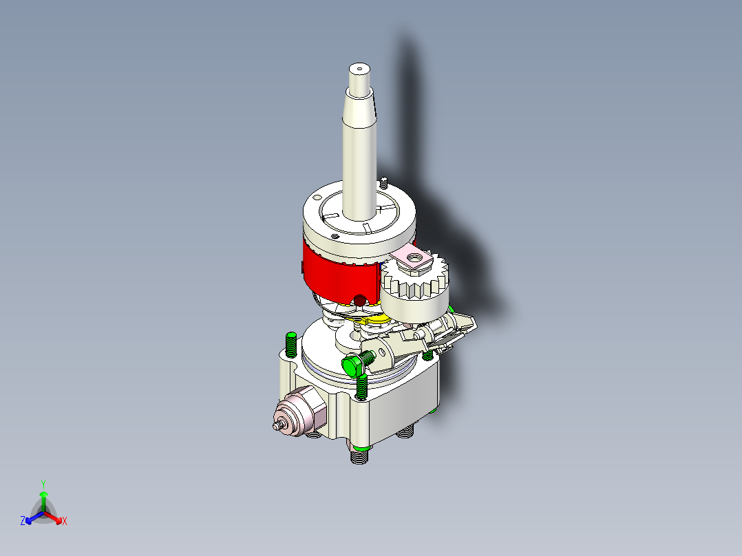 冲程发动机内部齿轮动力输出机构设计正等轴测图