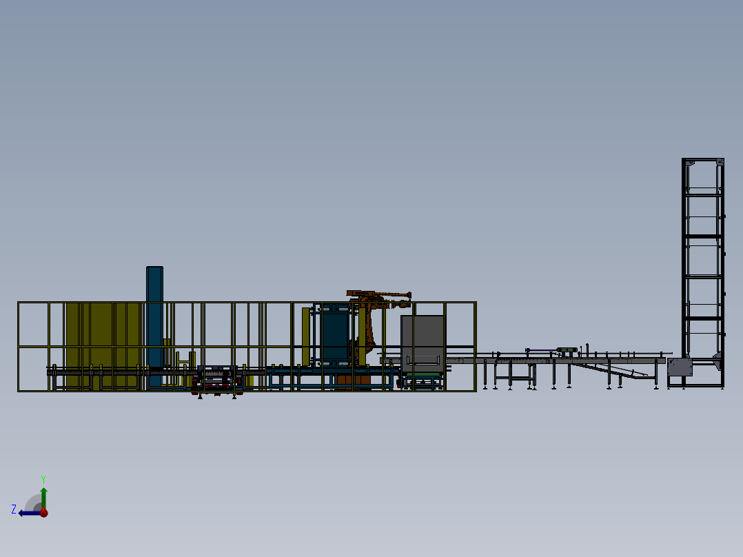 全自动码垛缠绕包装生产线右视图