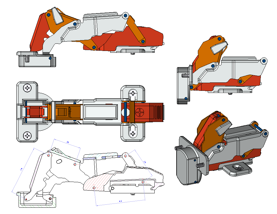 铰链连接件相关3D图纸合集