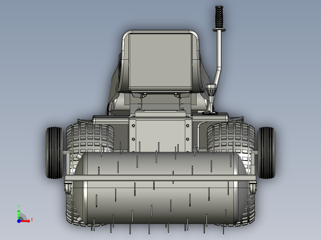 aerator for草坪拖拉机3D数模图纸 STEP格式前视图