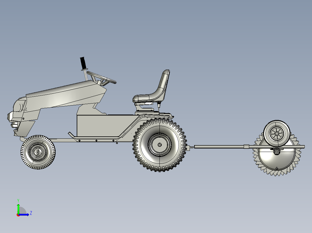aerator for草坪拖拉机3D数模图纸 STEP格式左视图