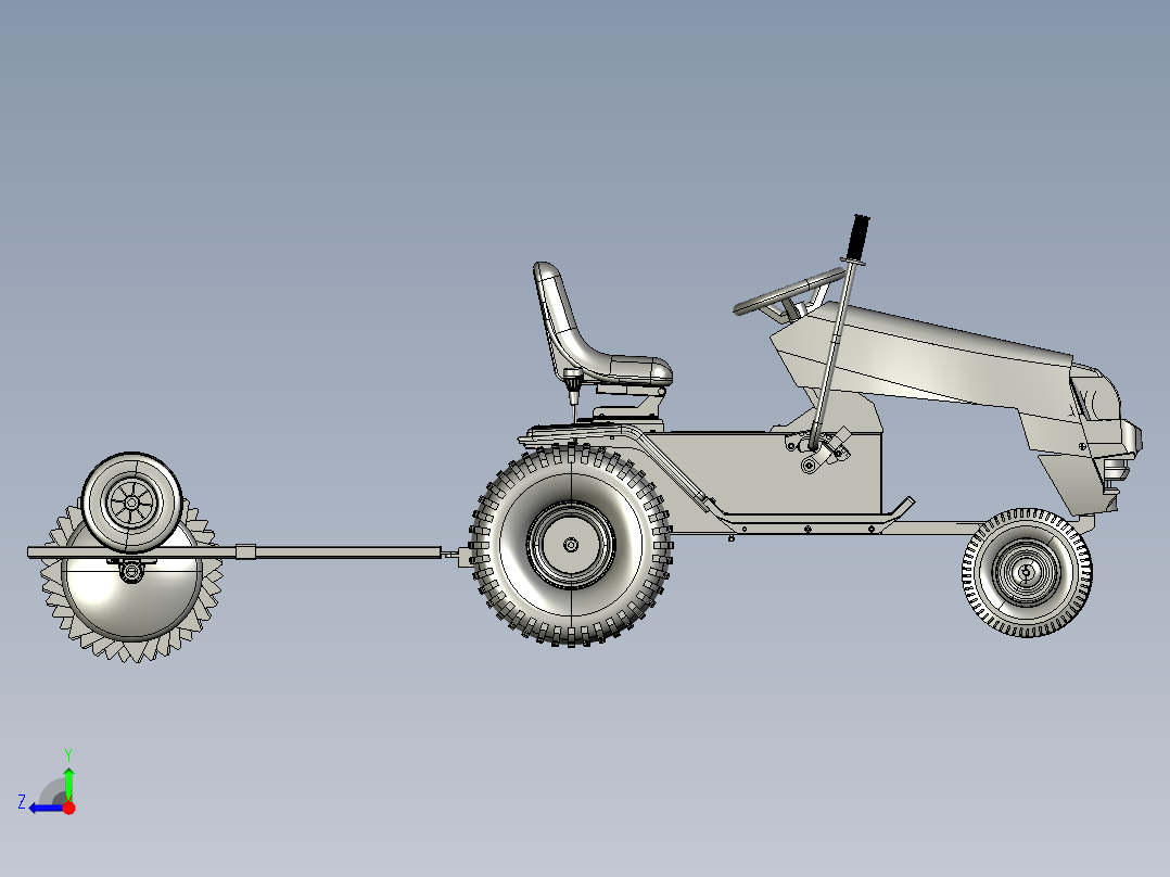 aerator for草坪拖拉机3D数模图纸 STEP格式右视图
