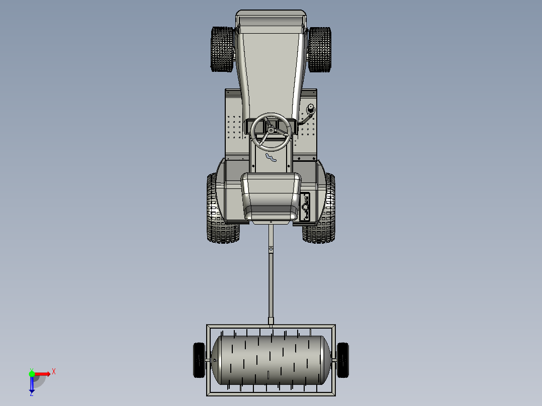 aerator for草坪拖拉机3D数模图纸 STEP格式俯视图