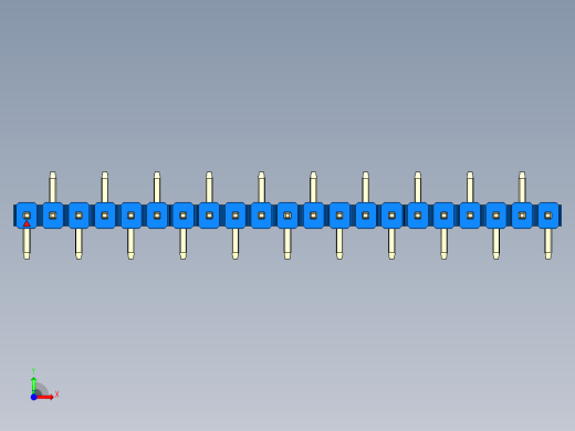 彩色公排针 100mil 2.54mm 系列-DS1022_blue_21p_100mil_Type_SMT_R2_rev1.0前视缩略图