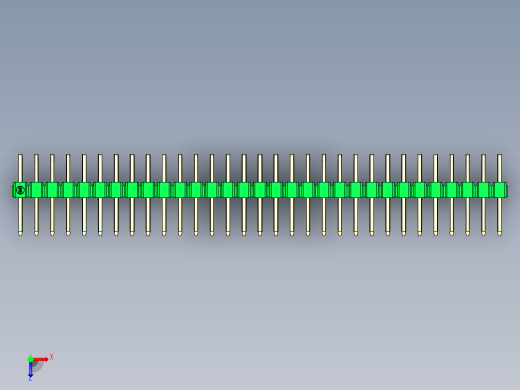 彩色公排针 100mil 2.54mm 系列-DS1022_green_2x31p_100mil_TypeD_rev1.0俯视缩略图