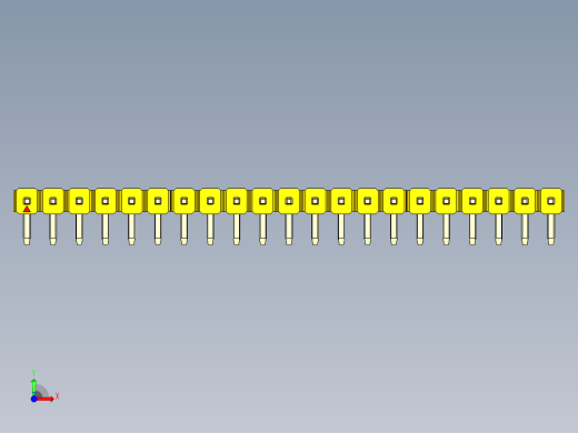 彩色公排针 100mil 2.54mm 系列-DS1022_yellow_1x21p_100mil_TypeD_rev1.0前视缩略图