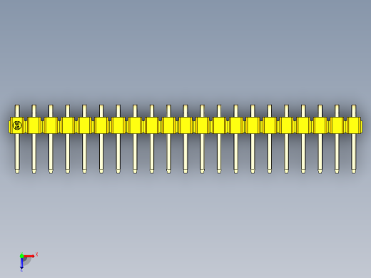 彩色公排针 100mil 2.54mm 系列-DS1022_yellow_1x21p_100mil_TypeD_rev1.0俯视缩略图