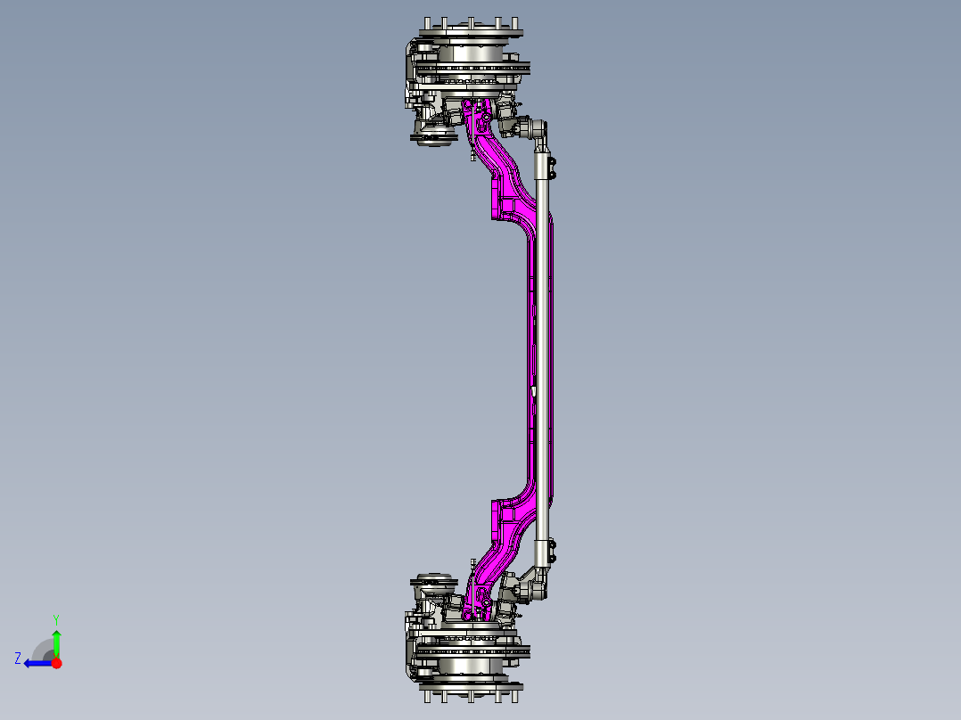 10米客车汽车前桥右视图