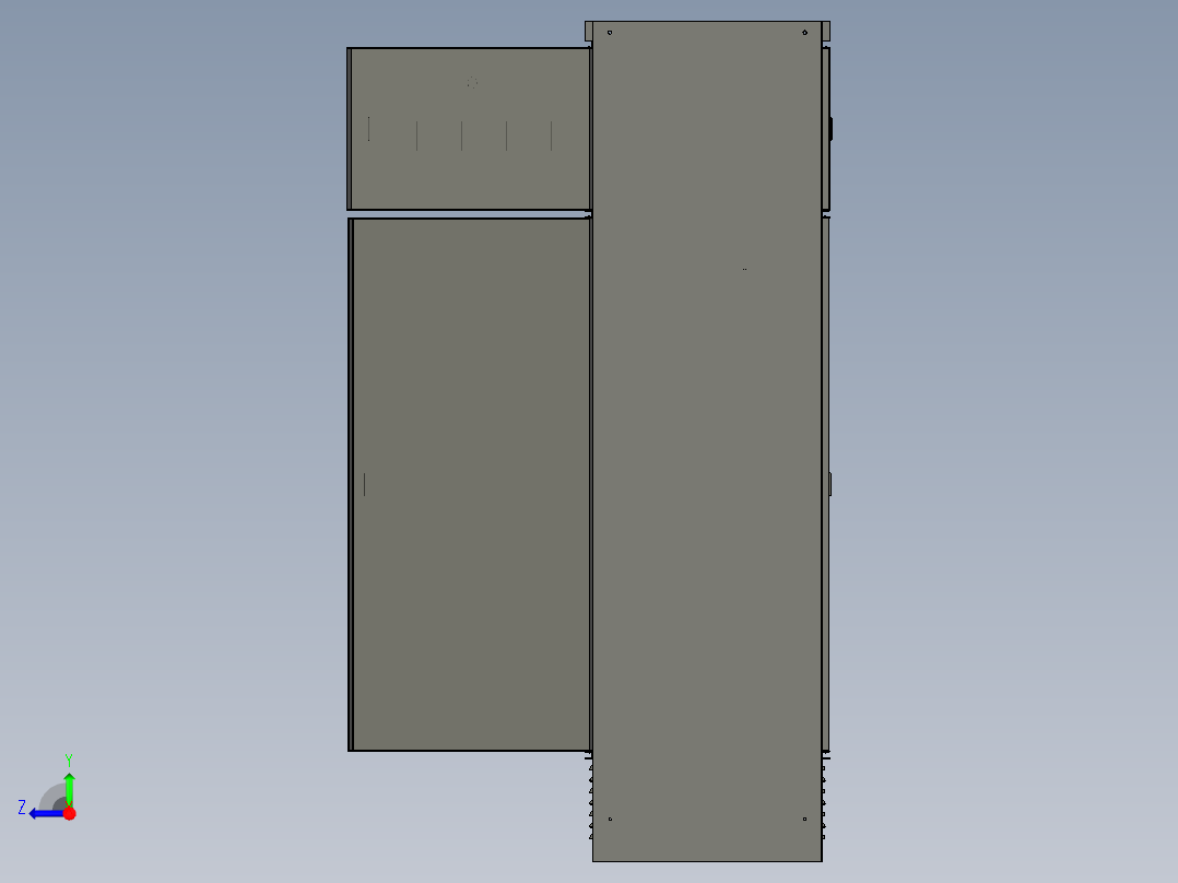 电源柜630A铜排布局前后叠加右视图