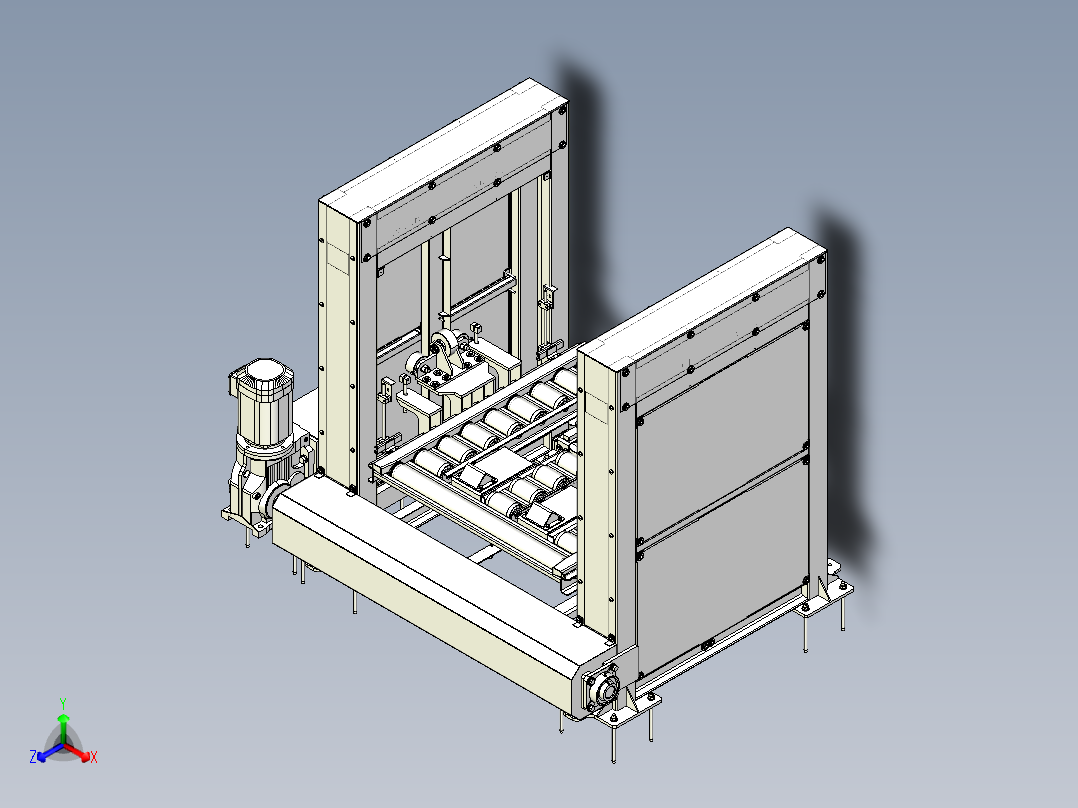 牙叉式升降提升辊道机主视图