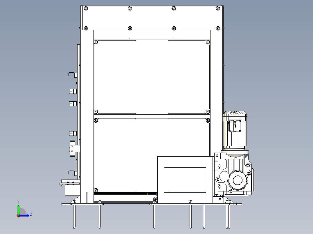 牙叉式升降提升辊道机左视图