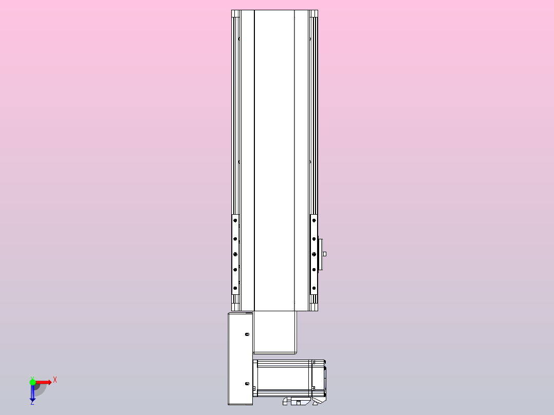 皮带直线轴半封闭可选导轨TPA-HNB-140D-120-L250-ML-Y-P40-N3俯视图