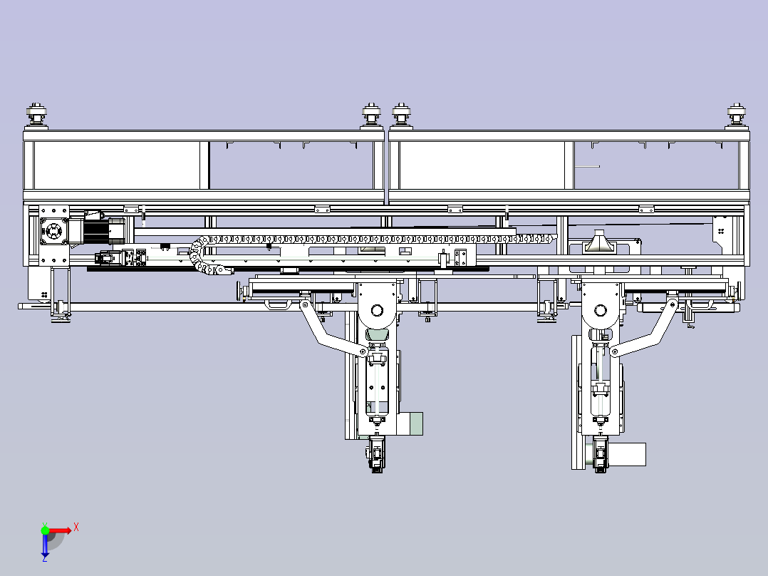 橡胶条自动化定长与多芯压合自动化线体俯视图