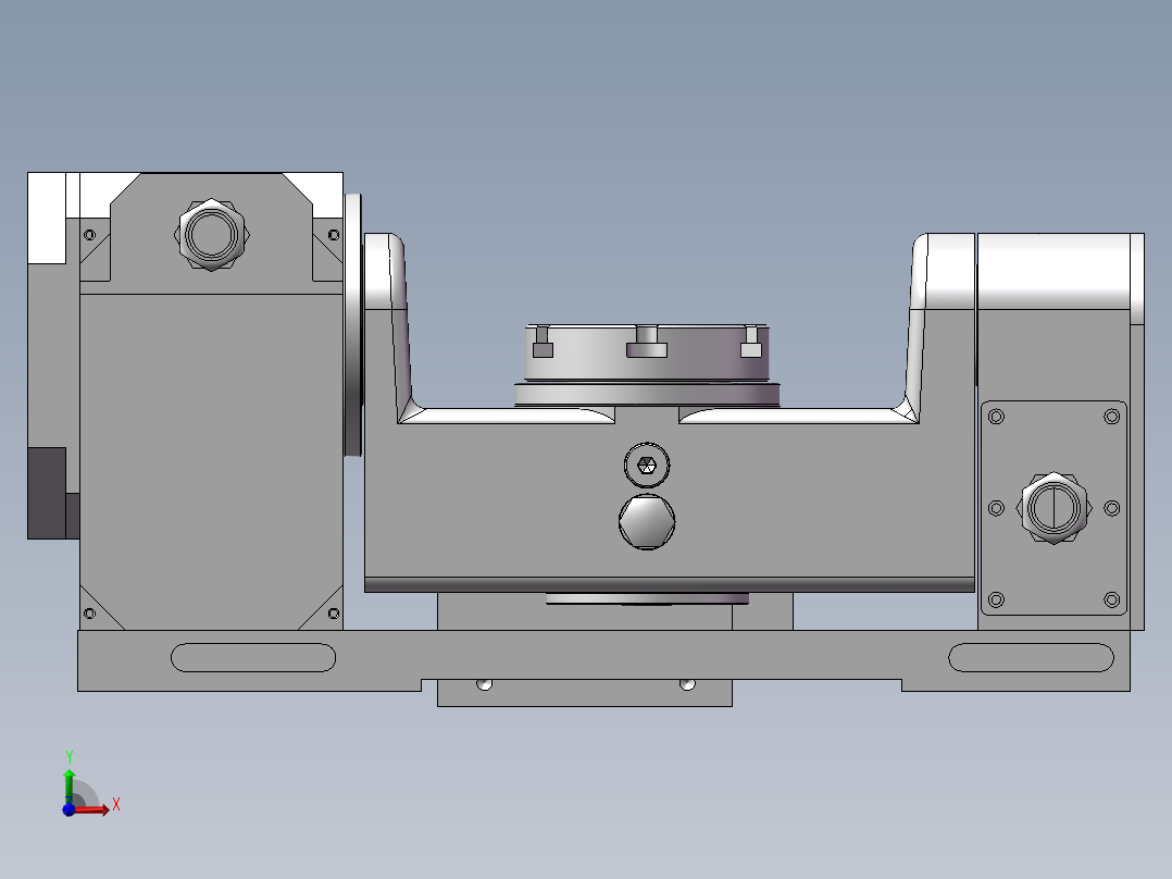摇篮式五轴回转工作台3D图纸 E264前视图