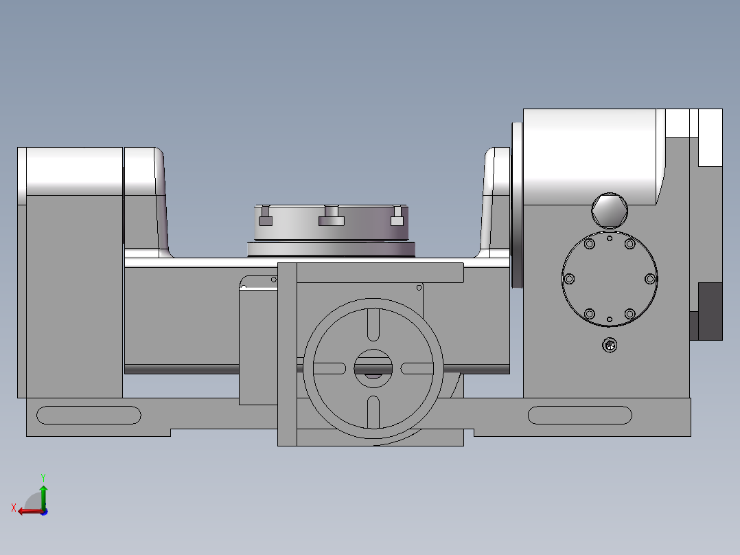 摇篮式五轴回转工作台3D图纸 E264后视图