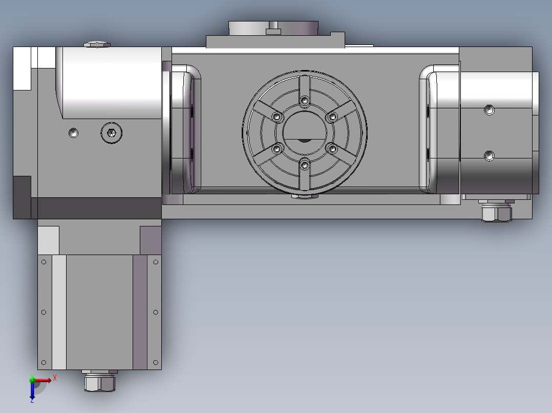 摇篮式五轴回转工作台3D图纸 E264俯视图