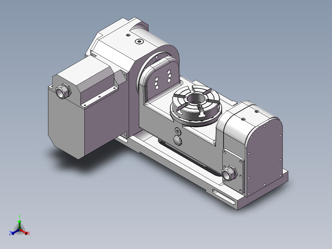 摇篮式五轴回转工作台3D图纸 E264正等轴测图