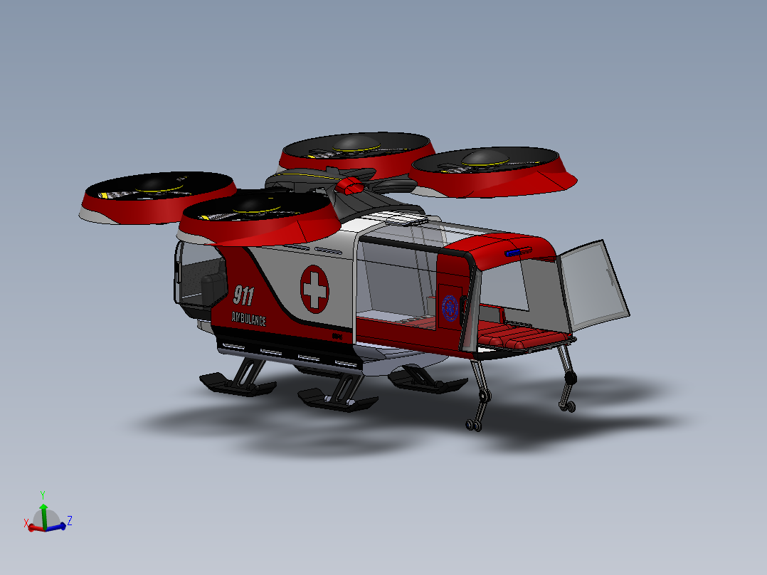 MRDx救援救护车概念模型3D图纸 Solidworks设计(1)