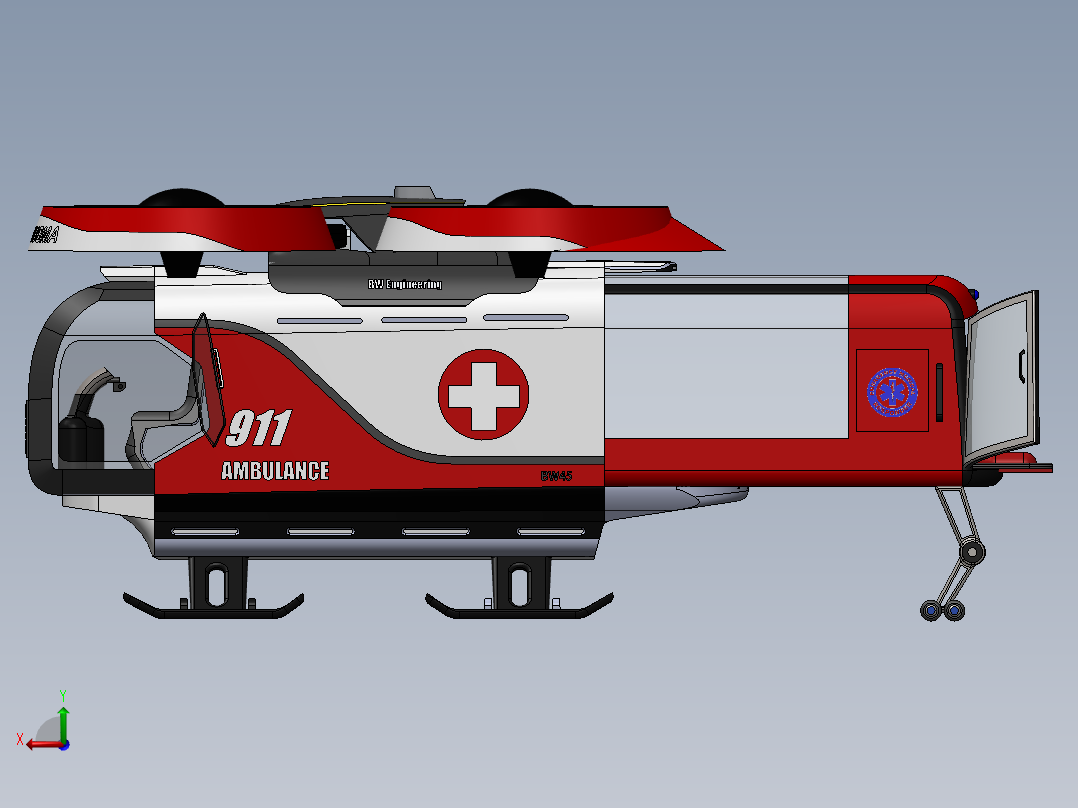 MRDx救援救护车概念模型3D图纸 Solidworks设计(1)后视图