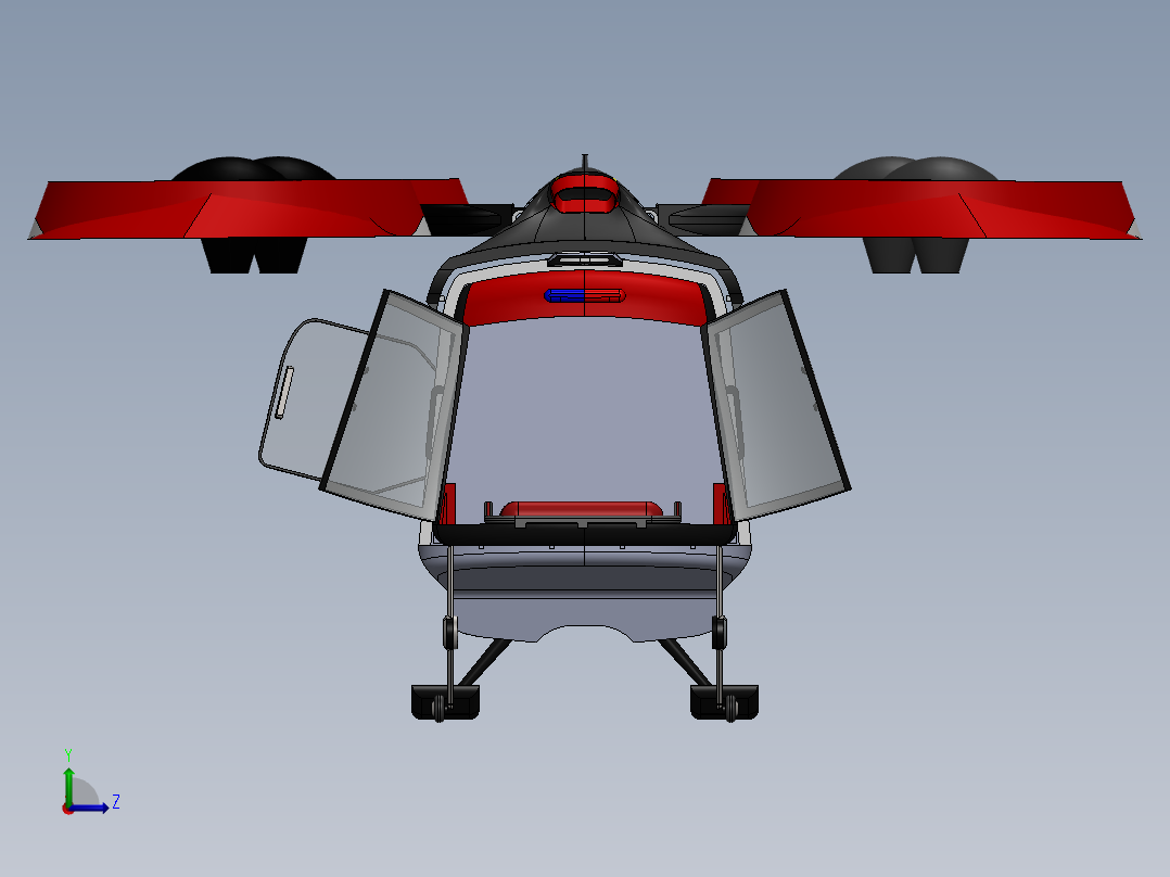 MRDx救援救护车概念模型3D图纸 Solidworks设计(1)左视图