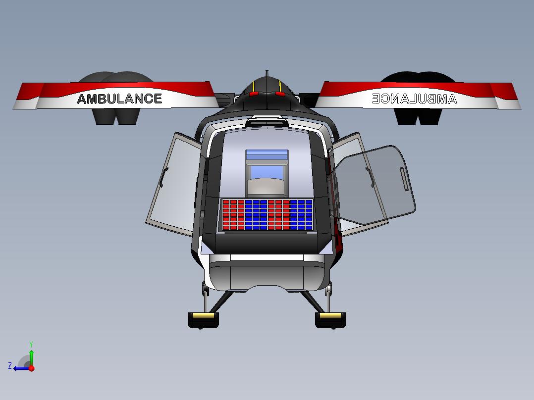 MRDx救援救护车概念模型3D图纸 Solidworks设计(1)右视图