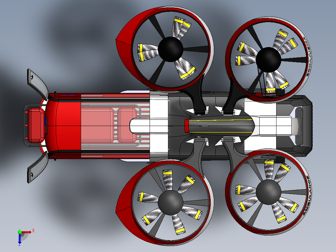 MRDx救援救护车概念模型3D图纸 Solidworks设计(1)俯视图